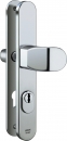 IKON Stahl Schutzbeschlag für Rohrrahmentüren mit Zylinderabdeckung - Winkelknauf/Drücker Nr. S638