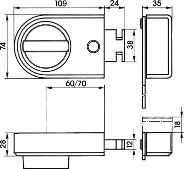 IKON Kastenriegelschloss ohne Zylinder mit Sperrbügel 9132