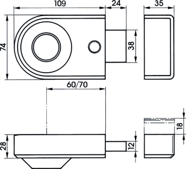 IKON Kastenriegelschloss ohne Zylinder 9133