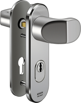 IKON Stahl Kurzschild-Schutzbeschlag mit Zylinderabdeckung - Winkelknauf/Drücker Nr. S428