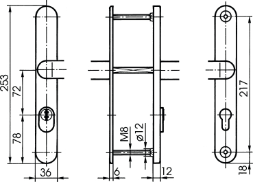 IKON Stahl Schutzbeschlag für Rohrrahmentüren mit Zylinderabdeckung - Drücker/Drücker Nr. S633