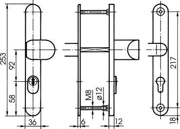 IKON Stahl Schutzbeschlag für Rohrrahmentüren mit Zylinderabdeckung - Winkelknauf/Drücker Nr. S648