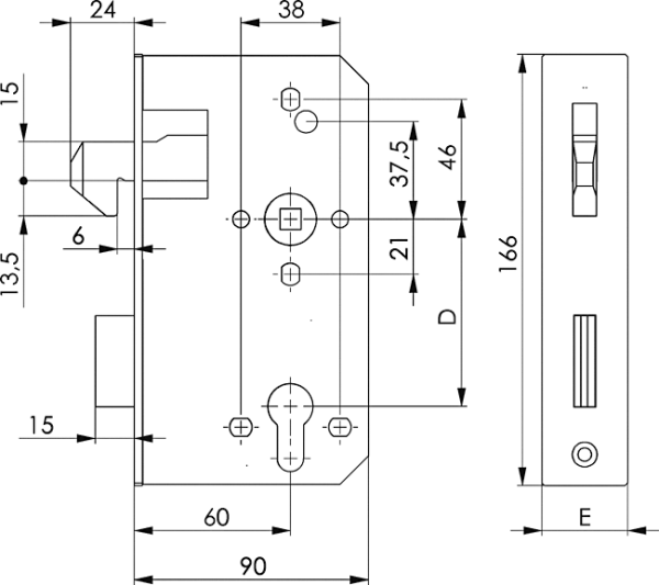 AMF Schiebetorschloss verzinkt Nr. 142S