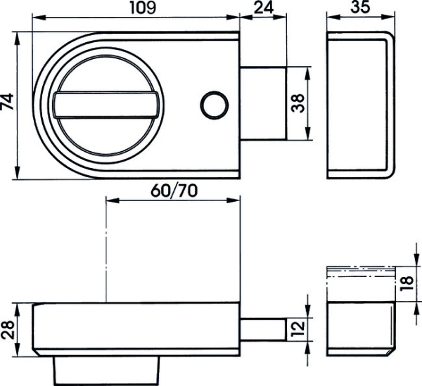 IKON Kastenriegelschloss ohne Zylinder 9131