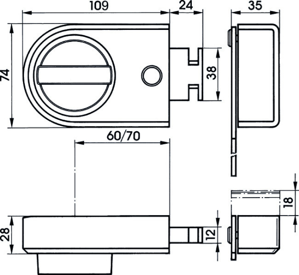 IKON Kastenriegelschloss ohne Zylinder mit Sperrbügel 9132