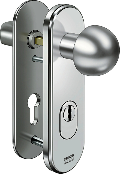 IKON Stahl Kurzschild-Schutzbeschlag mit Zylinderabdeckung - Rundknauf/Drücker Nr. S426