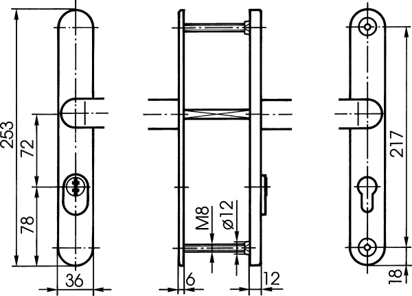 IKON Stahl Schutzbeschlag für Rohrrahmentüren mit Zylinderabdeckung - Drücker/Drücker Nr. S633