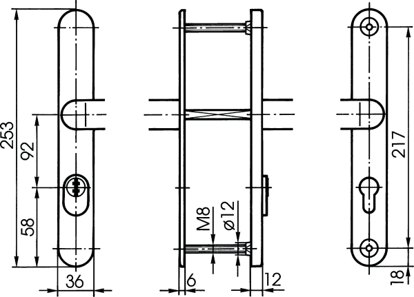 IKON Stahl Schutzbeschlag für Rohrrahmentüren mit Zylinderabdeckung - Drücker/Drücker Nr. S643